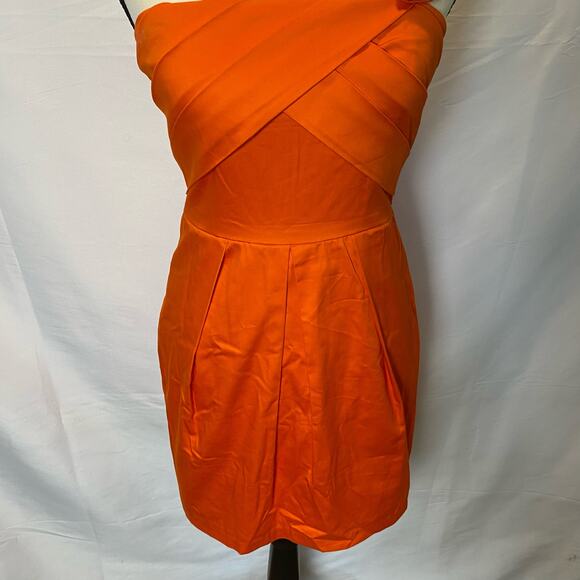 B Darlin Orange Flower One Strap Bodycon Formal Mini Dress Size 5/6 - Picture 3 of 12